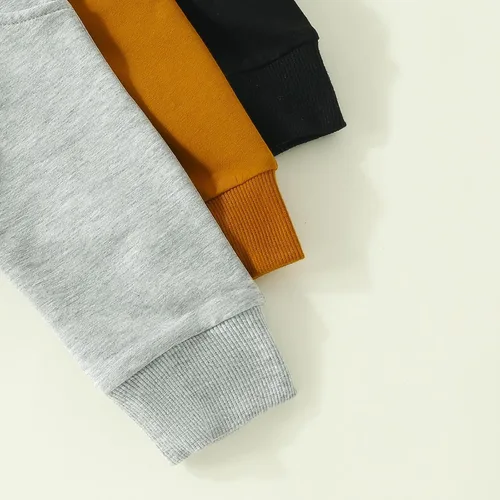 Miniatura 6 de Pantalones de otoño para bebé, paquete de 3 unidades, pantalones deportivos casuales de color sólido, con bolsillo y cintura elástica, pantalones