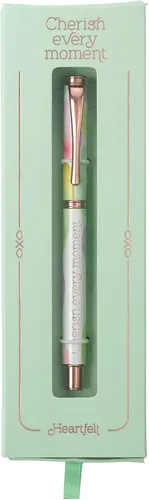 Miniatura 4 de Heartfelt Bolígrafo de escritura de gel para mujer, metal dorado rosa con cristal de mar liso en colores pastel, diseño de acuarela, frase