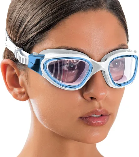 Miniatura 29 de AqtivAqua DX - Gafas de natación con visión amplia para adultos, hombres y mujeres, antiempañamiento y sin fugas Gafas negras + funda plateada