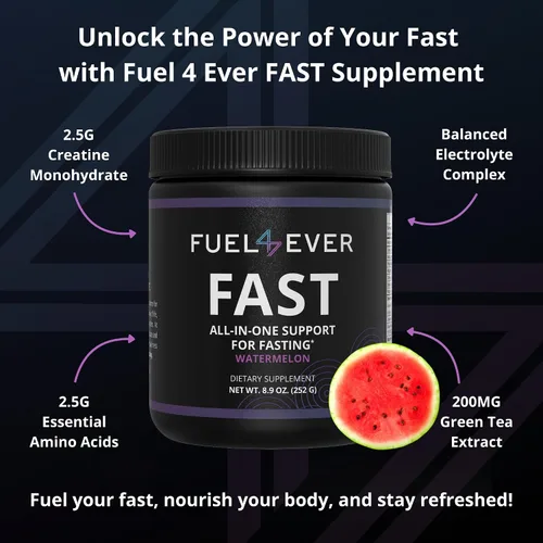Miniatura 3 de Fuel 4 Ever Rápido - Mezcla de bebidas en polvo con electrolitos en ayuno intermitente, ceto, paleo con 9 aminoácidos esenciales y creatina, sin