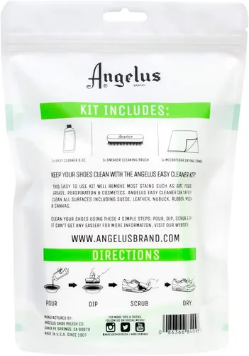 Miniatura 5 de Kit limpiador de zapatos Angelus, 8.6 Oz, cepillo, toalla - Limpiador de zapatos profesional para tenis, piel, nobuk, ante - Seguro para todos