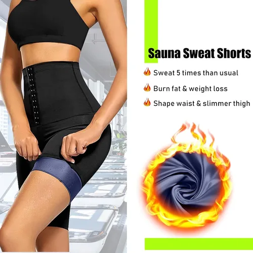 Miniatura 4 de huiming Pantalones cortos de sauna para mujer, cintura alta, entrenamiento de cintura estomacal, leggings adelgazantes, pantalones moldeadores