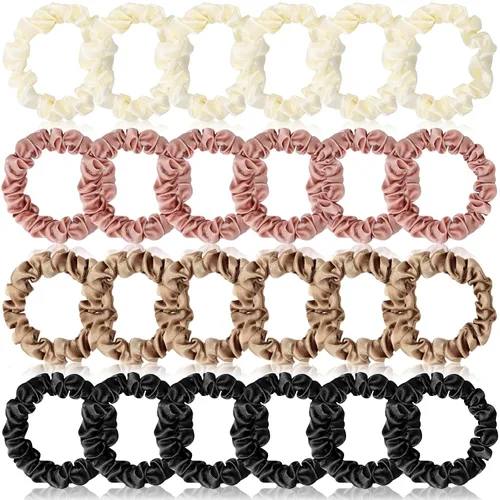 Miniatura 9 de 24 coleteros de satén para mujer, suaves que la seda para coleteros de cabello, lazos y bandas de moda para todo tipo de cabello, accesorios