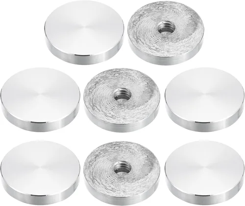 Miniatura 43 de uxcell M6 Rosca 0.787 in de diámetro de forma redonda de aluminio disco hardware 1pcs, aluminio círculo disco vidrio adaptador superior para mesa