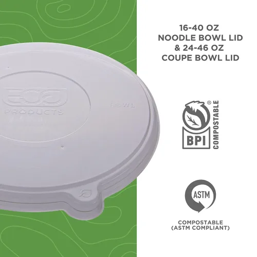 Miniatura 5 de Eco-Products - Tapas planas recicladas, caja de 400, se adapta a cuencos de fideos cupé de 24-46 onzas/16-40 onzas, 100% PET reciclado de botellas