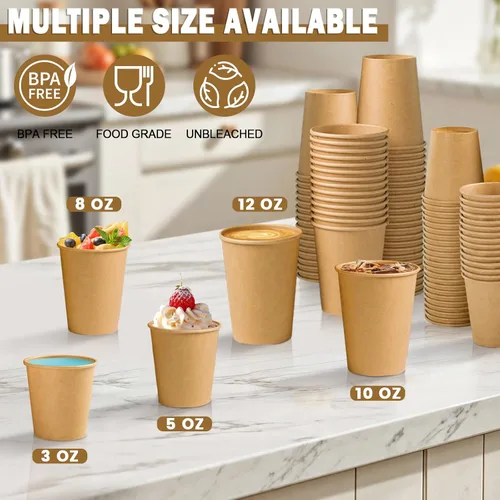 Miniatura 5 de Lamosi Tazas de papel desechables de 5 oz - 300 unidades, tazas de papel kraft para baño y enjuague bucal, tazas de café expreso de 5 onzas