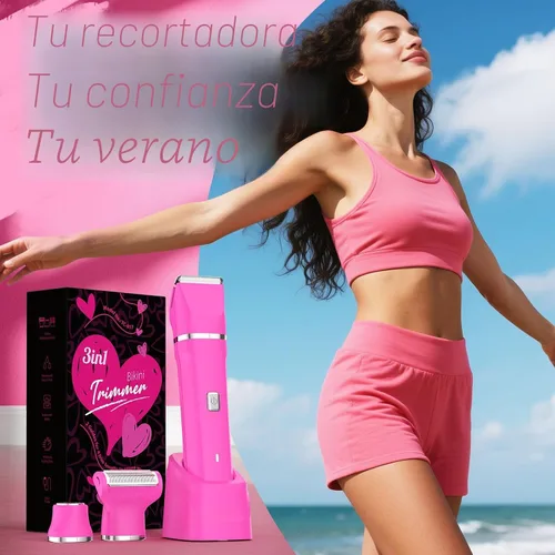 Miniatura 8 de Risina Recortadora de bikini eléctrica para mujer, afeitadora recargable 3 en 1, impermeable, removedor de vello púbico inalámbrico, portátil, sin