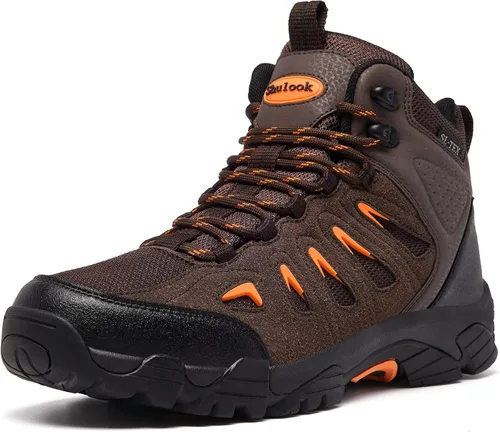 Miniatura 12 de SHULOOK Botas de senderismo impermeables para hombre, antideslizantes, ligeras, de tobillo, de media altura, transpirables, para excursionismo