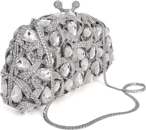 Miniatura 3 de MOSSMON Bolso de noche de lujo con diamantes de imitación de cristal