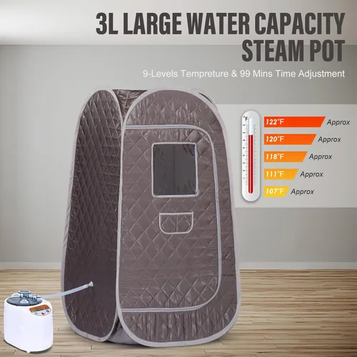 Miniatura 4 de Smartmak Sauna de vapor portátil, spa personal de cuerpo completo, tienda de campaña de sauna plegable con generador de vapor grande de 3L y 1000 W