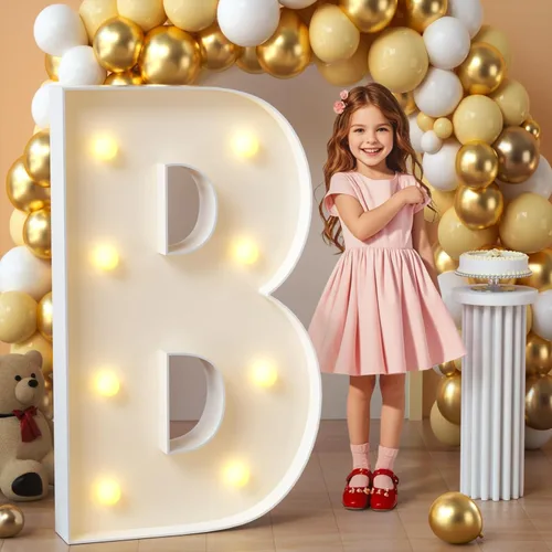 Miniatura 42 de imprsv Letras de marquesina iluminadas, letras de mosaico de 1.2 m con luz para decoración de baby shower, graduación, gran J para decoraciones