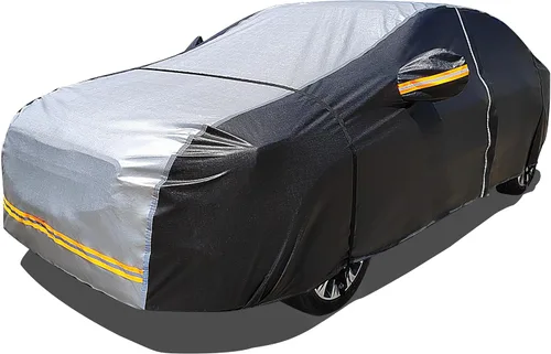 Miniatura 11 de Funda impermeable para automóvil para todo tipo de clima, 6 capas exteriores completas con cremallera de algodón, bolsillo de espejo. Funda