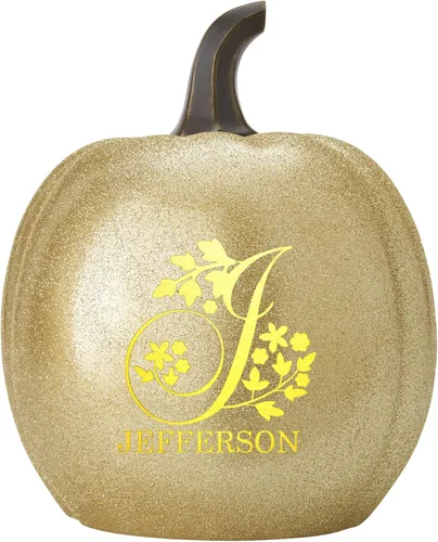 Let's Make Memories - Lámpara de calabaza con nombre - Adorno de otoño - Calabaza luminosa de uso interior/exterior - Nombre e iniciales - Tamaño