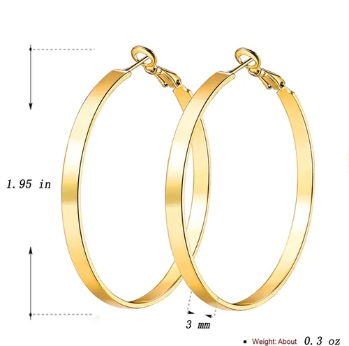 Miniatura 3 de Aretes de aro chapados en oro de 18 quilates, aretes redondos