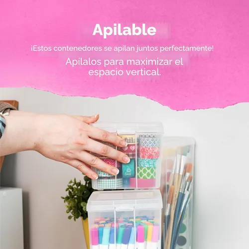 Miniatura 9 de IRIS USA Contenedores de almacenamiento verticales de plástico con tapa abatible para despensa, hogar, oficina, organización, pequeños, organizador