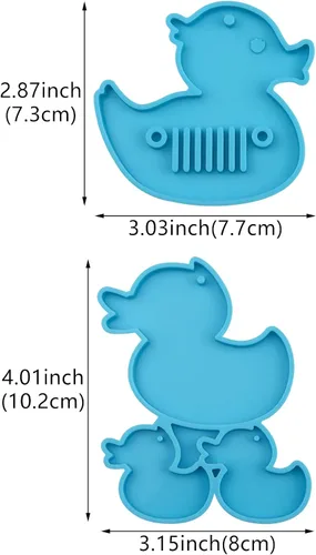Miniatura 2 de 4 piezas de llavero de pato, moldes de resina de silicona, llaveros de cristal, etiquetas de resina epoxi con 10 llaveros para colgantes