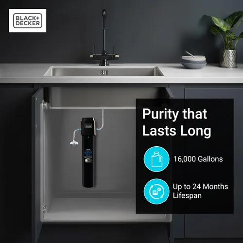 Miniatura 6 de BLACK+DECKER Filtro de agua para debajo del fregadero de 15 pulgadas 2 años Reduce cloramina, cloro, plomo, PFAS, mal sabor y olor Filtro