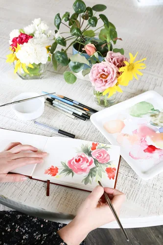 Miniatura 3 de Linden Art Diario de acuarela, 140 libras (10.58 oz/m²), 64 páginas prensadas en frío de 8.5 x 5.5 pulgadas, diario de viaje de acuarela y medios