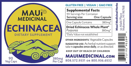 Miniatura 4 de Echinacea Purpurea Suplemento Herbario Orgánico 100% Raíz 90 Vcaps 380 mg EE. UU