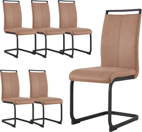 Miniatura 38 de gopop Juego de sillas de comedor, sillas modernas de metal con asiento acolchado de piel sintética, respaldo alto y patas cromadas resistentes, claro