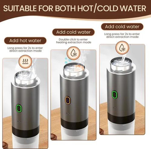 Miniatura 3 de Máquina eléctrica de café expreso, cafetera portátil 3 en 1 para viajes, autocalentamiento de 4 a 6 minutos, compatible con café molido y cápsulas