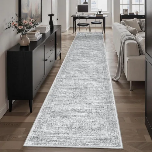 Miniatura 121 de Alfombra de pasillo Soalmost 2'6" x 10' lavable, alfombra antideslizante para cocina, baño, lavandería, alfombras vintage ultra delgadas para Beige