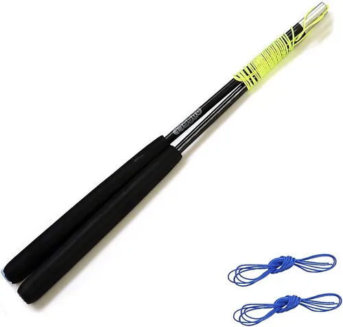 Miniatura 5 de DSJUGGLING Palos de diablo de fibra de vidrio/palillos chinos Yoyo Diábolo con juego de cuerdas Pro Slide (amarillo, 14 pulgadas)