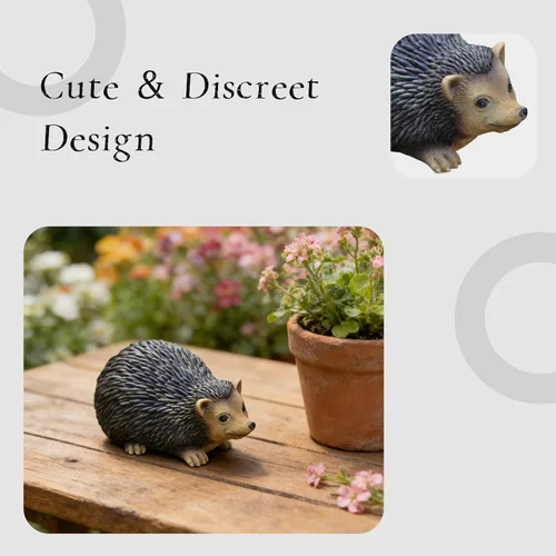 Miniatura 4 de Caja de llaves de erizo de resina, oculta una llave al aire libre fuera de la roca, lindo soporte para llaves en forma de animal para decoración