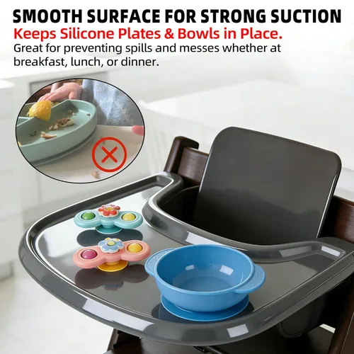 Miniatura 3 de Bandeja para silla alta para bebé compatible con Stokke Tripp Trapp V2+, bandeja de repuesto para silla alta Stokke, superficie lisa y fuerte Gris