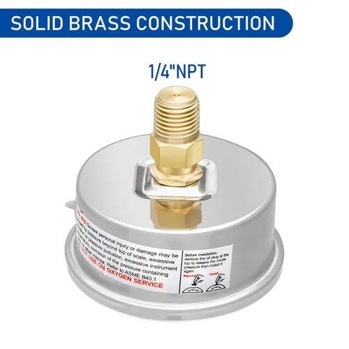 Miniatura 4 de MEASUREMAN - Manómetro de plomería relleno de glicerina, tamaño del dial de 2.5 pulgadas, 0 a 160 psi, caja de acero inoxidable, montaje trasero NPT