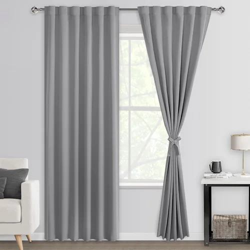 Miniatura 13 de DWCN Cortinas opacas con pestaña trasera para ventana - Cortinas opacas con bolsillo para barra para oscurecer la habitación para dormitorio/sala