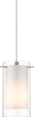AKEZON Lámpara colgante de 1 luz, lámpara de techo de vidrio para interiores, altura ajustable, acabado de níquel cepillado para cocina y comedor,