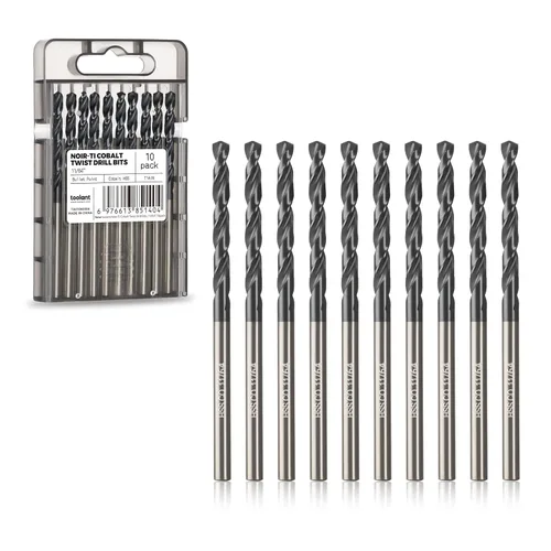Miniatura 10 de toolant Juego de brocas de cobalto de 1/2 pulgadas para metal y acero (Pro), recubierto de nitruro de titanio y aluminio (TiAlN) con punta
