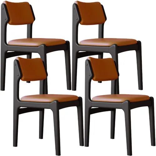 Miniatura 37 de YVYKFZD Wooden Dining Chairs Set, Leather Dining Room Chair with Back, Upholstered Kitchen Chairs, Armless Living Room Chair, for Bedroom Offices