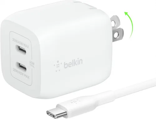 Miniatura 11 de Belkin Bloque de cargador USB C dual de 45 W, PD3.0 con GaN - Carga súper rápida - Samsung Galaxy S25, Apple iPhone 17, Air, Pro, Pro Max, iPad