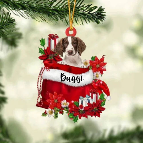 Miniatura 195 de Perro Akita Inu personalizado en bolsa de regalo, adorno de Navidad, nombre personalizado, regalo para amantes de los perros, familia, Navidad