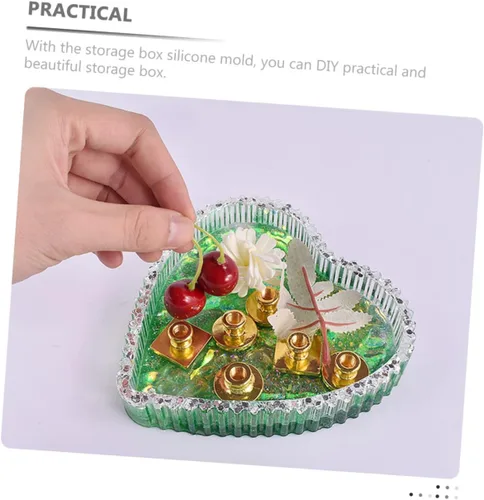 Miniatura 7 de COLLBATH Moldes de silicona para placa de corazón, posavasos Moldes de silicona, cuenco de corazón, recipientes de almacenamiento de silicona, molde