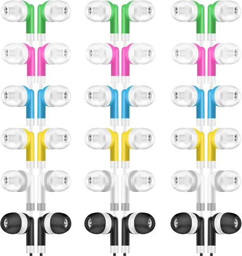 Miniatura 8 de Auriculares para niños a granel, paquete de 50 auriculares multicolor con cable al por mayor, perfectos para bibliotecas escolares, estudiantes
