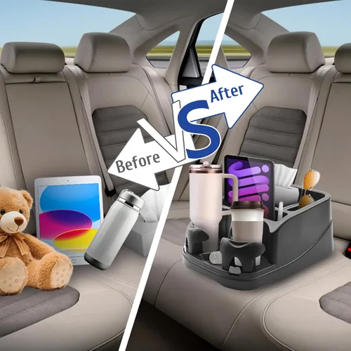 Miniatura 8 de Organizador de Consola de Coche Keyiduid, Organizador de Asiento de Coche con 2 Portavasos Ajustables, Consola Central para Coches, Camiones