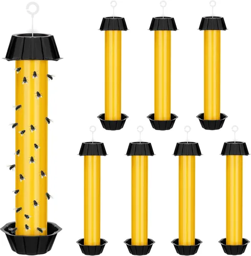 Miniatura 8 de Qualirey 8 trampas para moscas para interiores y exteriores, trampa adhesiva para moscas de frutas, para insectos domésticos, 10 x 2.5 pulgadas