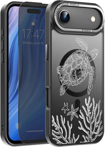 Miniatura 113 de Goodon Funda para iPhone 17 Pro con protector de pantalla de privacidad, compatible con Magsafe, a prueba de golpes, translúcida mate, bonita funda