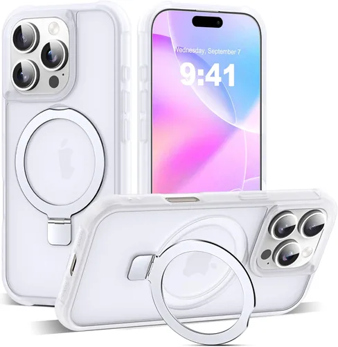 Miniatura 192 de SKYLMW – Funda compatible con iPhone 12 Pro Max y iPhone 13 Pro Max con soporte magnético invisible tipo anillo, fundas translúcidas para teléfonos