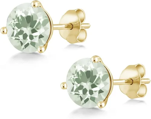 Miniatura 8 de Gem Stone King Aretes de oro de 14 quilates, 0.236 in, piedra natal redonda, Martini, 3 puntas, aretes de oro para mujer