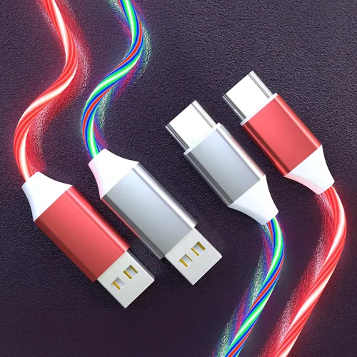 Miniatura 11 de Paquete de 2 cables de carga LED USB C, cable de carga tipo C, cargador USB C rápido compatible con Samsung Galaxy S21 S20 S10 S9 S8 Note 20, LG V30