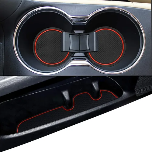 Miniatura 13 de Auovo Alfombrillas antipolvo para Toyota Highlander Accesorios 2019 2018 2017 2016 2015 2014 Alfombrillas de posavasos con inserto para portavasos