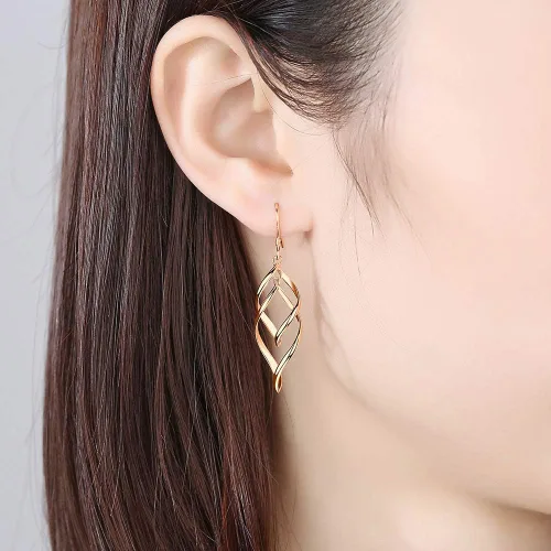 Miniatura 2 de Desimtion - aretes chapados en oro con forma de onda, plata fina