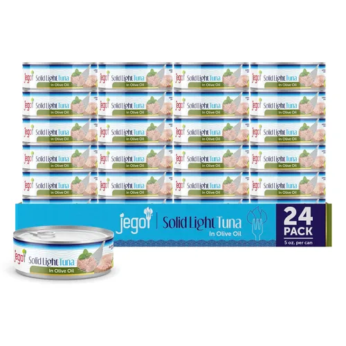 Miniatura 8 de Jego Atún sólido en aceite de girasol Atún natural silvestre Keto Bajo en carbohidratos Sin gluten Sin soja Enlatado Listo para comer