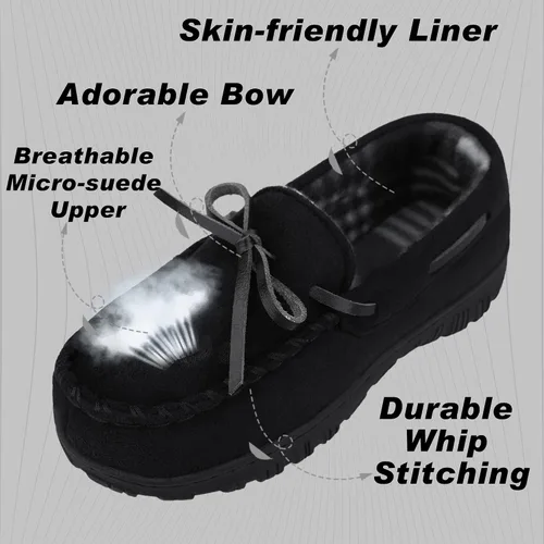 Miniatura 3 de NCCB Boys House Slippers Memory Foam Moccasin Shoes Furry Plush Lining Non Slip Indoor Outdoor Boys Slippers for Big Kids Little Kids