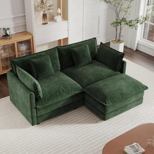 Miniatura 18 de mikibama - Sofá seccional modular, sofá en forma de L de 76.4 pulgadas para sala de estar, sofá cama cómodo tipo nube con otomano móvil, combinación