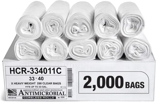 Miniatura 29 de Aluf Plastics Bolsas de basura de alta densidad, 10 galones, 1000 unidades, 6 micrones (eq), 24" x 24", transparentes, para baño, oficina